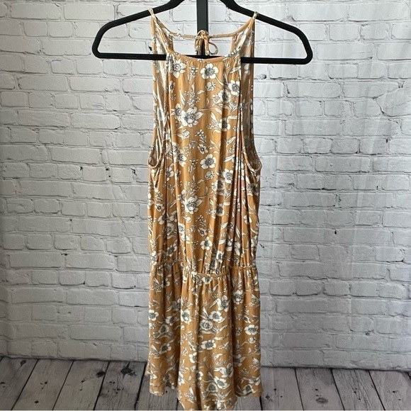 American Eagle Outfitters Pants - American Eagle Yellow Floral Halter Romper Size Medium